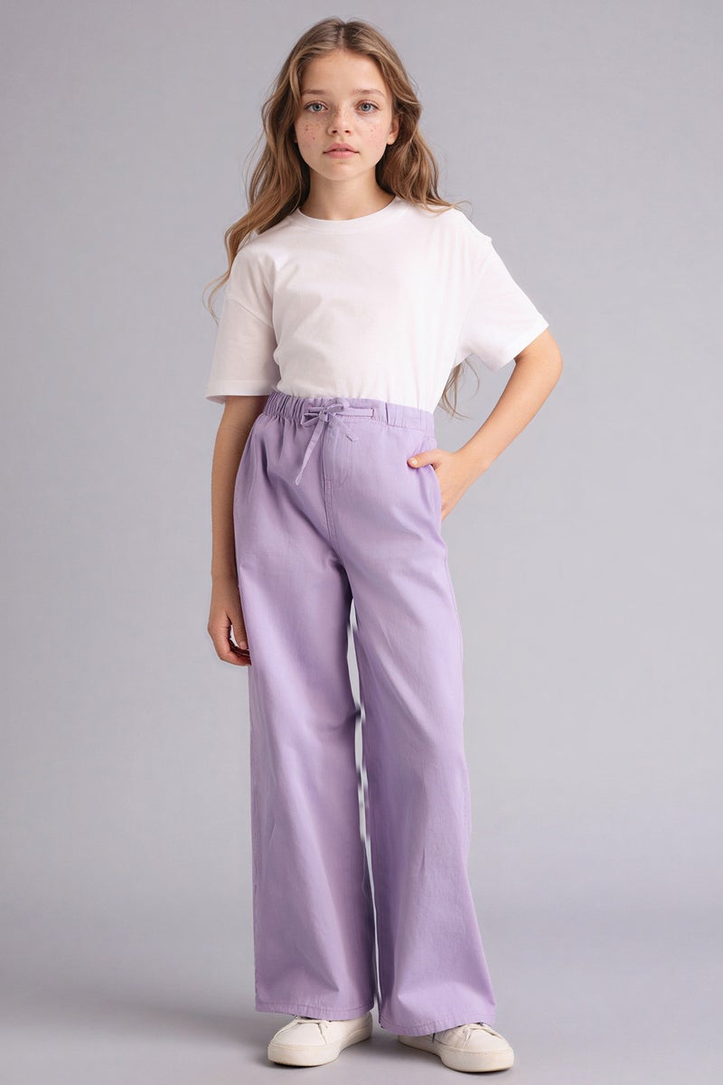 DeFacto Purple Girl Girl Wide Leg Gabardine Trousers Casual - Image 1